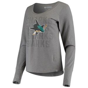 San Jose Sharks '47 Women's Large Forward Long Sleeve Scoop Neck T-Shirt - Gray